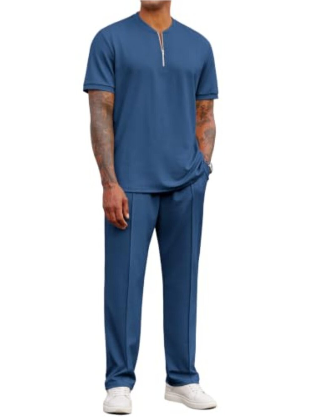 Men's 2 Piece Quarter Zip Polo and Jogger Set Lightweight Activewear